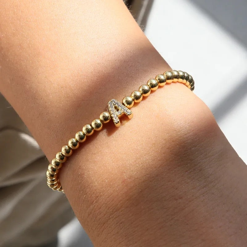 Initial Beaded Bracelet